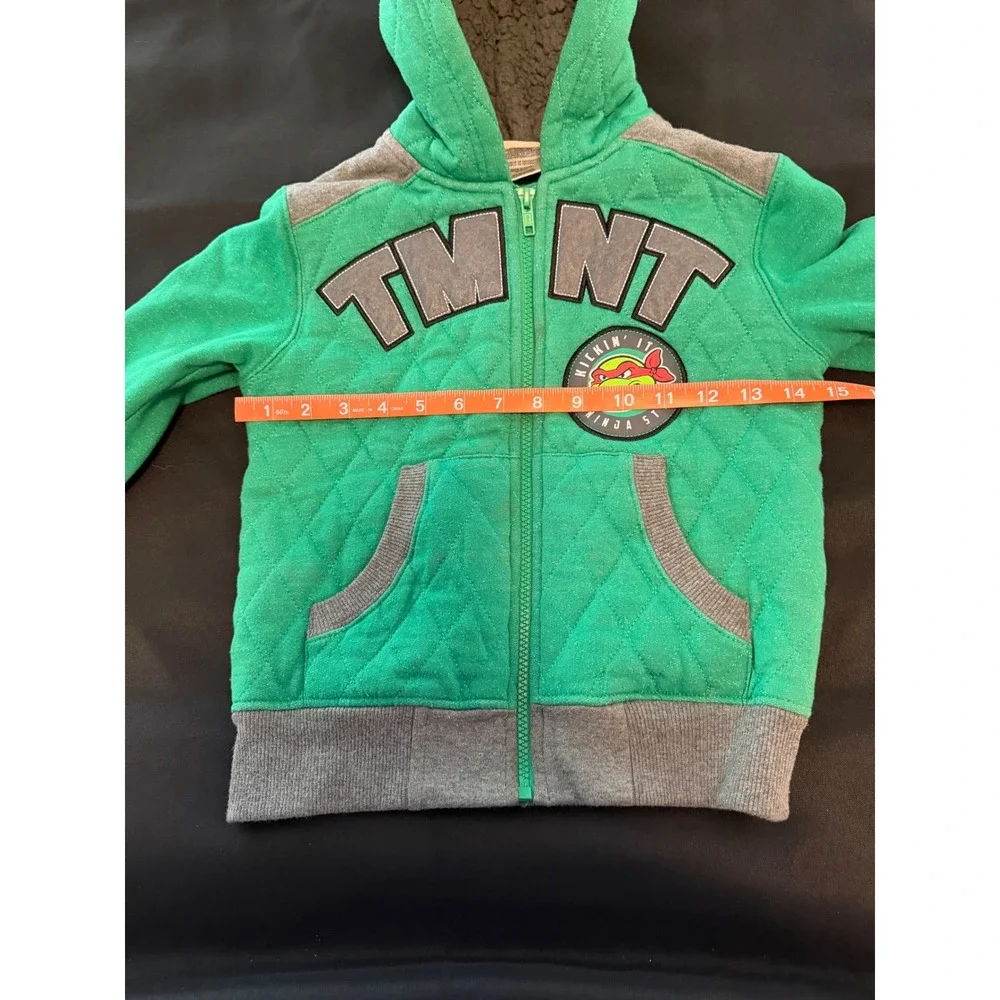 Nickelodeon TMNT Quilted Zip Hoodie Green Turtle Power Sherpa Hood Kids 4 SC5100